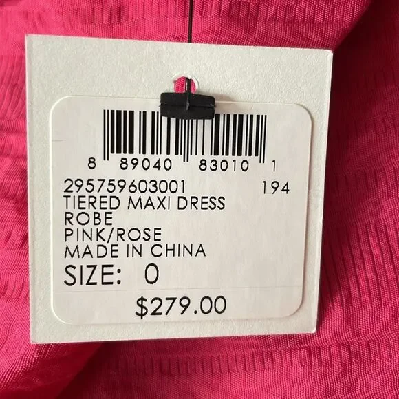 CLUB MONACO Tiered Maxi Dress spaghetti straps neck slip pink rose layered dress - Picture 4 of 9